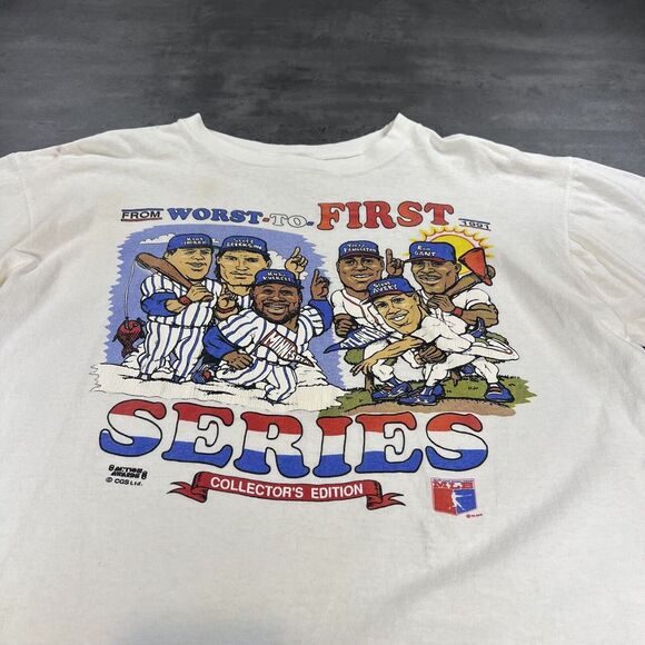 Vintage 90s Atlanta Braves Shirt Men‎ M White Caricature Cartoon Single Stitch